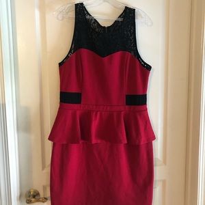 Res dress with black lace trim